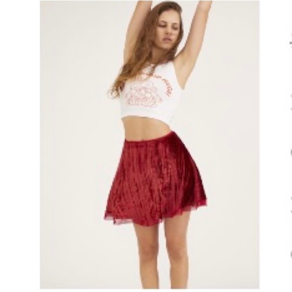 UO Velvet Red Mini Skirt
